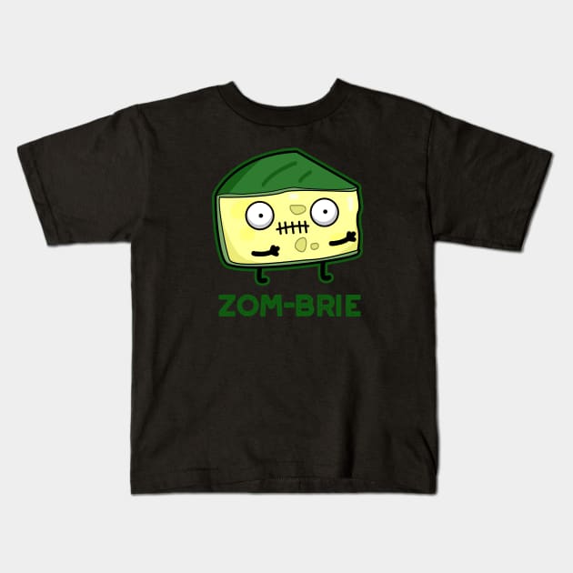 Zom-brie Cute Halloween Zombie Brie Cheese Pun Kids T-Shirt by punnybone